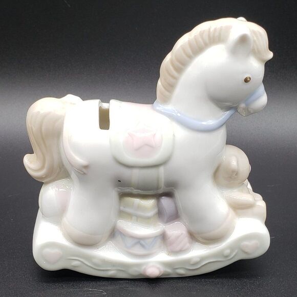 Lullaby Lane 1991 Summit Collection Porcelain Pastel Rocking Horse Piggy Bank - Picture 7 of 14
